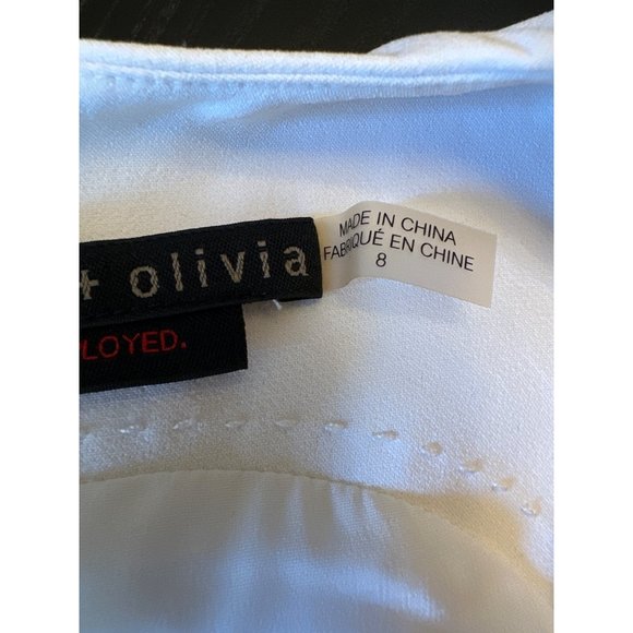 Alice + Olivia Employed White Sleeveless Mini Shift Dress Size 8 - Picture 3 of 6